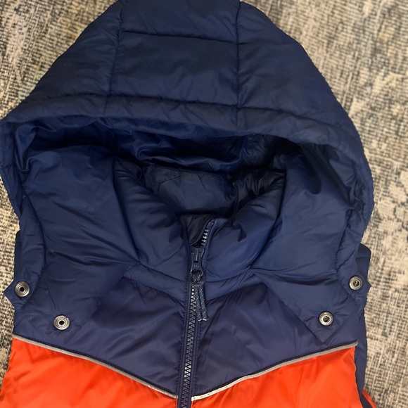 Mini Boden Blue Camouflage Puffer Hoodie Vest 8/9Y - Picture 5 of 7